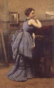 Jean Baptiste Camille  Corot WOman in Blue oil on canvas